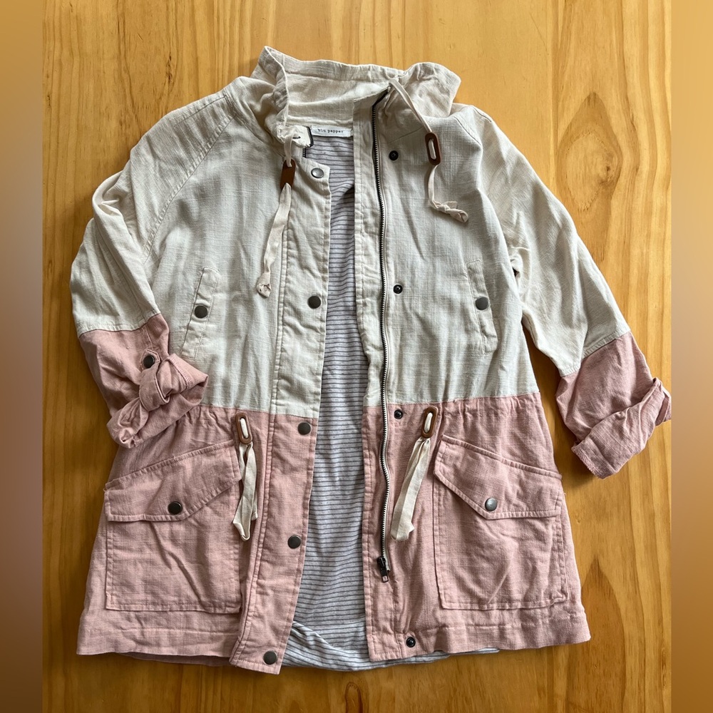 Pink & Cream Color Block Jacket
